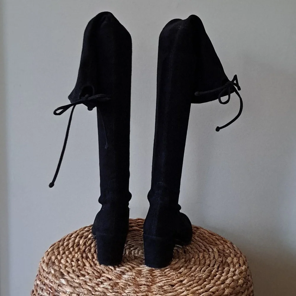Stuart Weitzman Womens Classic Over The Knee Black‎ Suede Boots 2.5